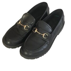 Sincerely Jules Black Loafers with Gold Horsebit Detail Women's Size 9M